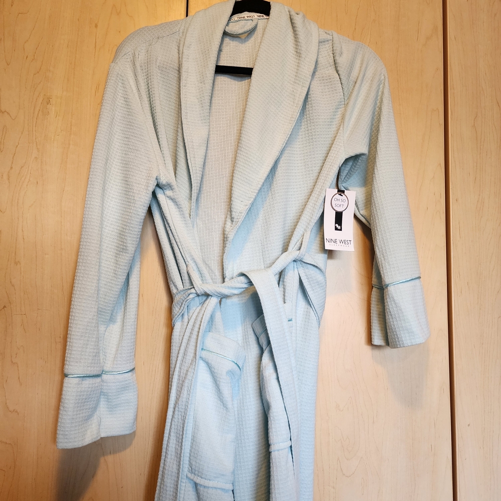 Light Blue Waffle Knit Robe